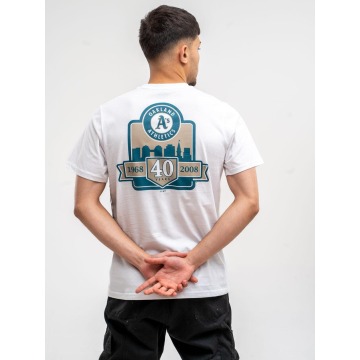 Koszulka Z Krótkim Rękawkiem Męska Biała / Szara 47 Brand Oakland Athletics MLB Backer 47 Echo
