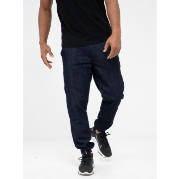 Spodnie Jeansowe Jogger Ze Ściągaczem Męskie Ciemne Niebieskie SSG Classic One Pocket