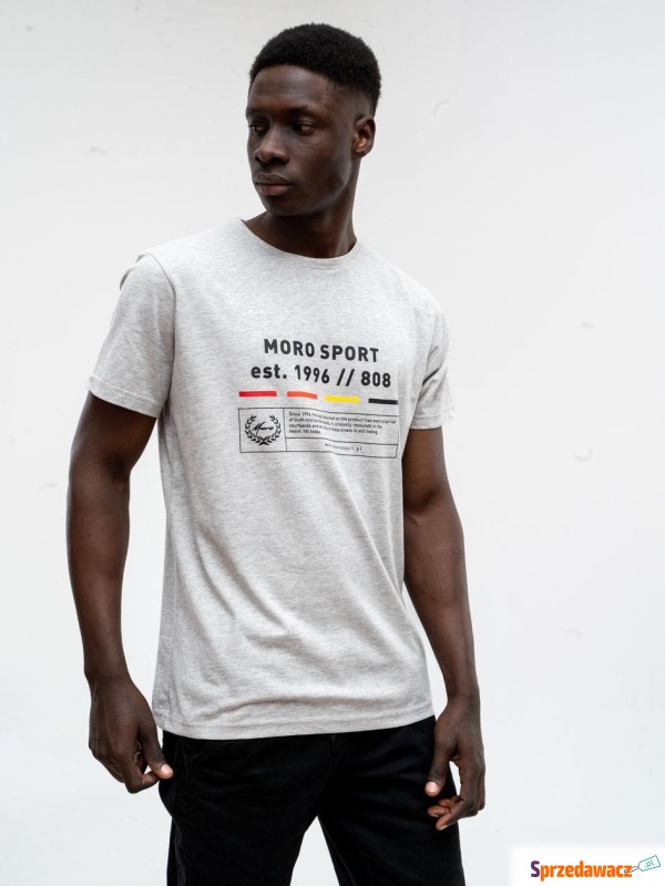 T-Shirt Z Nadrukiem Męski Szary Moro Sport Legend - Bluzki, koszulki - Konin