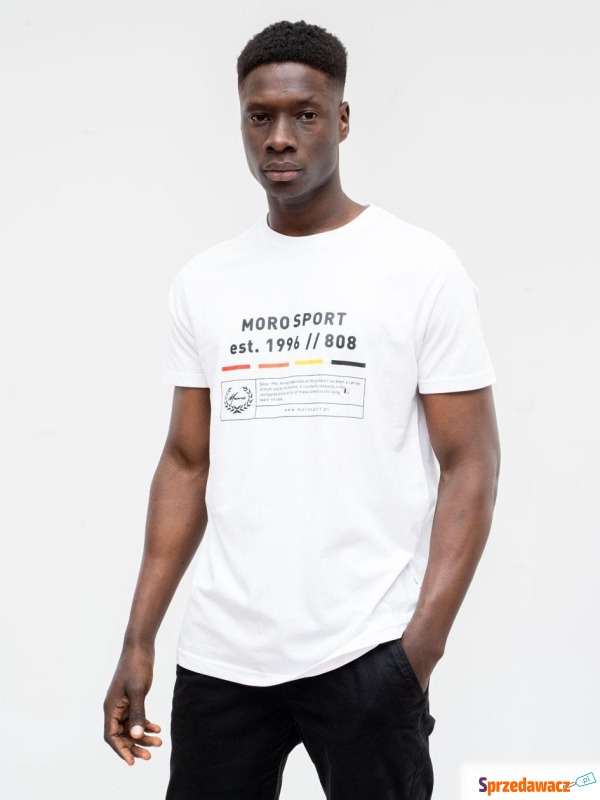 T-Shirt Z Nadrukiem Męski Biały Moro Sport Legend - Bluzki, koszulki - Grudziądz
