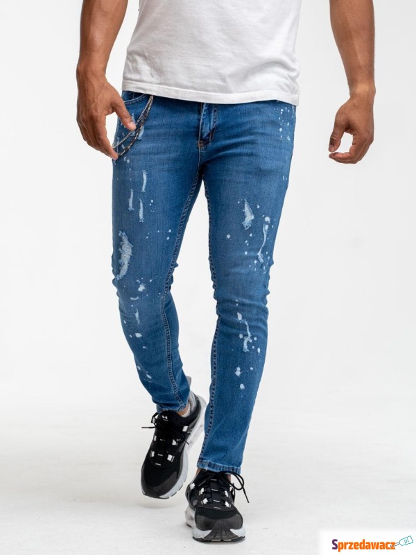 Spodnie Jeansowe Z Uszkodzeniami Skinny Męskie... - Spodnie - Słupsk