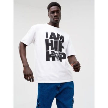 Koszulka Oversize Z Krótkim Rękawem Męska Biała Catch Hip Hop