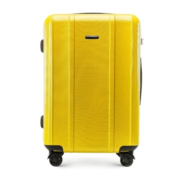 Wittchen - Średnia walizka z polikarbonu z pionowymi tłoczeniami żółta