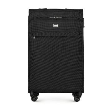 Wittchen - Duża walizka miękka jednokolorowa czarna
