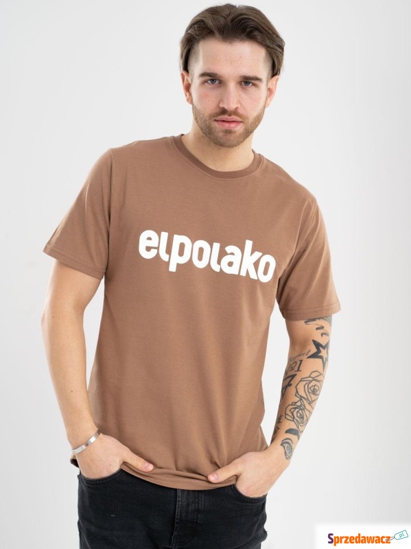 T-Shirt Męski Brązowy El Polako EP Basic - Bluzki, koszulki - Częstochowa