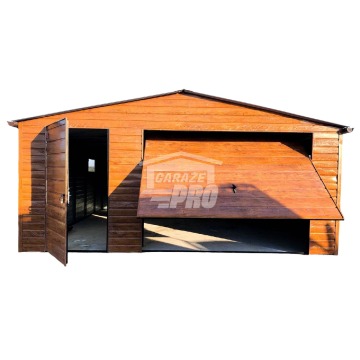 Garaż blaszany 5,5x6 Brama + Drzwi + 2x okno Rynny drewnopodobny Dach dwuspadowy GP84
