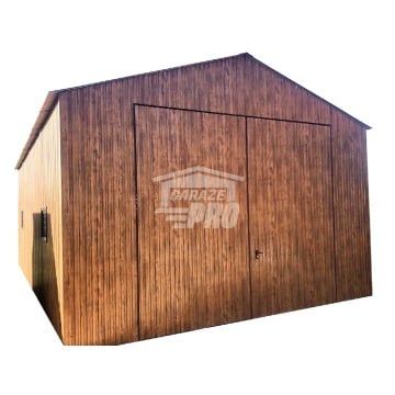 Garaż blaszany 5x9 Brama + 3x okno drewnopodobny  Dach dwuspadowy GP127