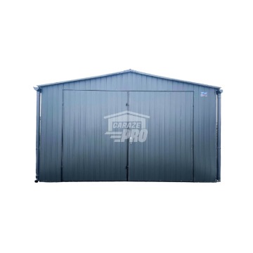 Garaż blaszany 4x5 Brama + okno Antracyt  Dach dwuspadowy GP145