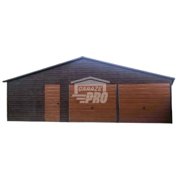 Garaż blaszany 10x5 2x Brama + drzwi + 2x okno drewnopodobny Dach dwuspadowy GP144