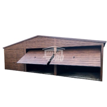 Garaż blaszany 9x6 3x Brama + drzwi drewnopodony  Dach dwuspadowy GP143