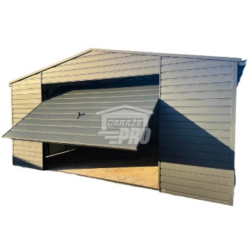 Garaż blaszany 4x6 drzwi  Antracyt  Dach dwuspadowy GP146