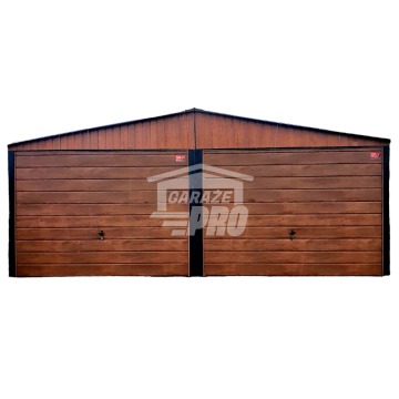 Garaż blaszany 6x7 2x Brama uchylna drewnopodobny Dach dwuspadowy - wolnostojący  GP150