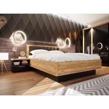 łóżko z tapicerowanym zagłówkiem tuluza black 140x200 cm