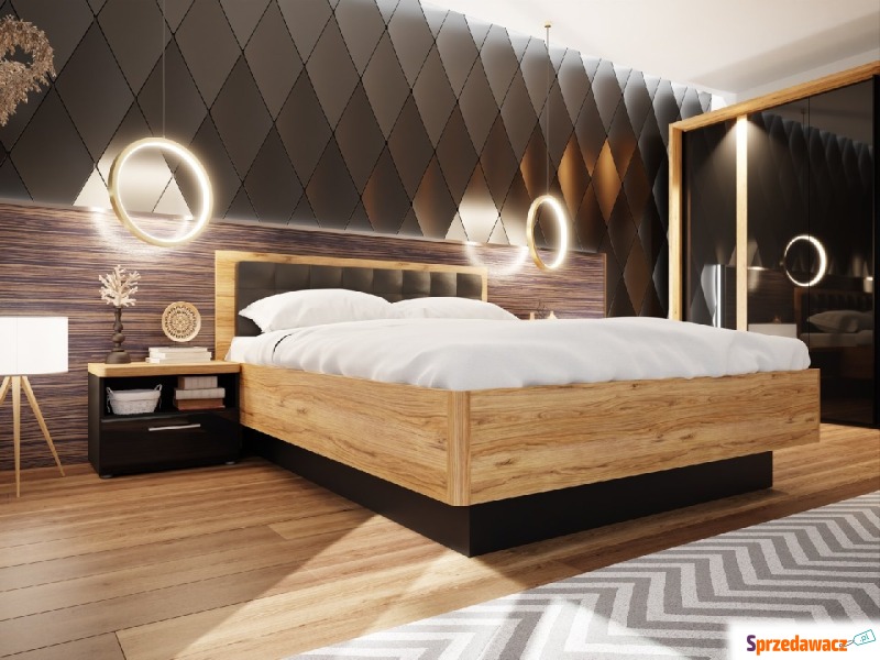 łóżko z tapicerowanym zagłówkiem tuluza black... - Łóżka - Tarnobrzeg