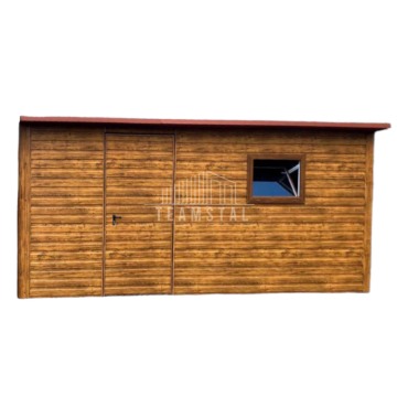 Domek Ogrodowy - Schowek - Blaszak Garaż Blaszany 6x3 drzwi - okno - Drewnopodobny TS145