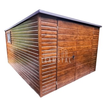 SCHOWEK - Domek Ogrodowy 3m x 4m spad tył - Brama + okno - drewnopodobny TS261 3x4