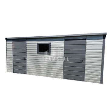 SCHOWEK - Domek Ogrodowy 3,5m x 3m spad tył - drzwi + 2x okno - biały + antracyt TS302 3,5x3