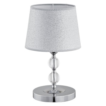 Lampa stołowa na kryształowej nodze z abażurem Alfa Emmanuelle 16716 1x40W E14 srebrna - wysyłka w 2