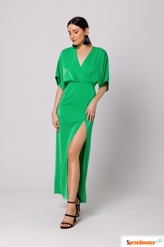 Maxi sukienka z długim rozcięciem - zielona - Sukienki - Toruń