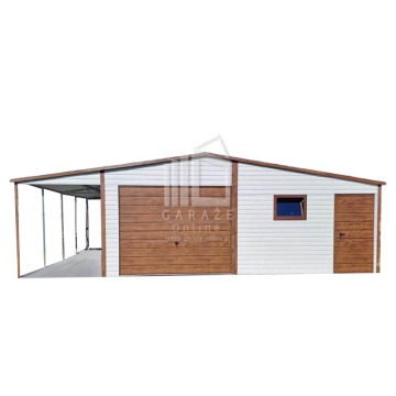 GARAŻ Blaszany  6m x 6m + wiata 2,5m x 6m dwuspad Brama 3x okno drzwi ID279