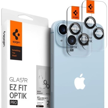 Szkło na aparat Spigen Glas.tR Ez Fit Optik 2-Pack do iPhone 15 / 15 Plus / 14 / 14 Plus, czarne