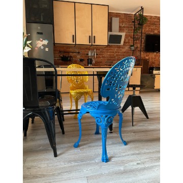 Krzesło Z Oparciem Żeliwne Niebieskie Producent Gicor