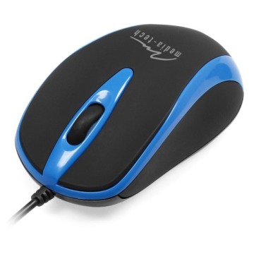 PLANO - Myszka optyczna 800 cpi, 3 przyciski + rolka, interfejs USB, gumowana obudowa kolor niebiesk