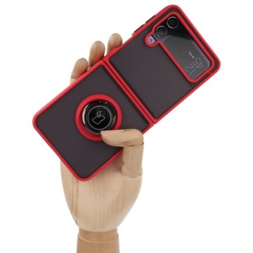 Etui Bizon Case Hybrid Ring do Galaxy Z Flip4, czerwone