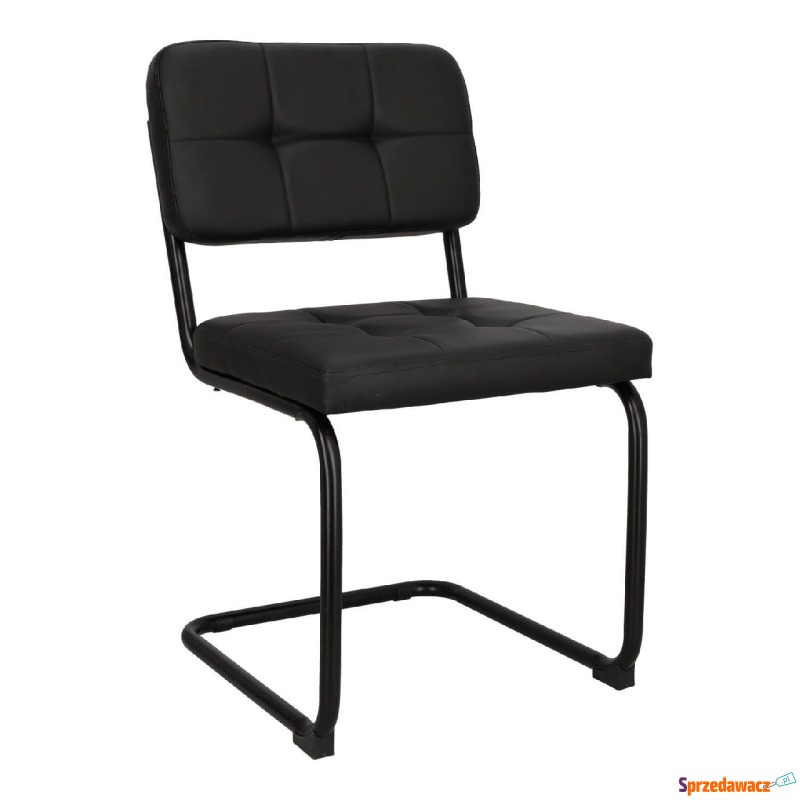 Krzesło Nelson czarne skóra ekologiczna - Krzesła kuchenne - Będzin