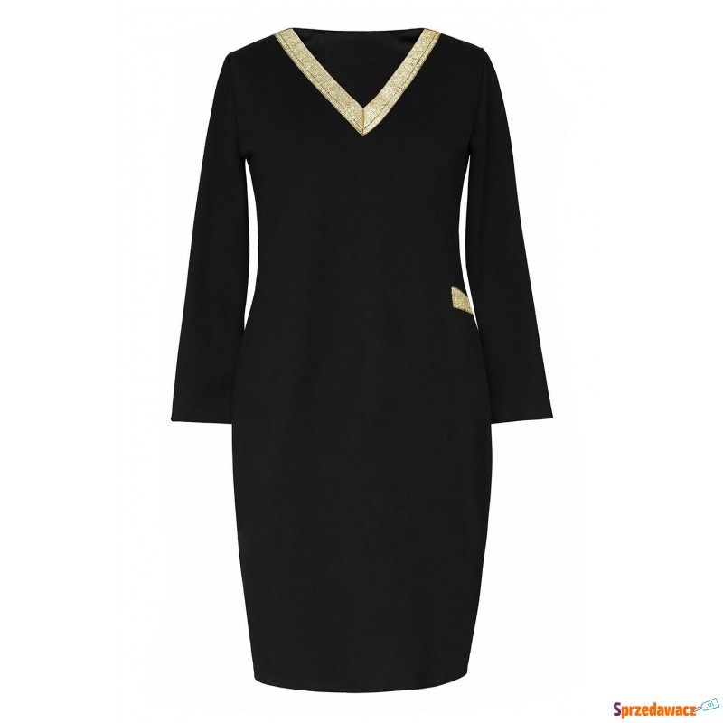 Czarna sukienka ze złotym dekoltem - MADELINE - Sukienki - Jastrzębie-Zdrój