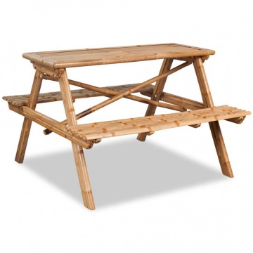 Stół piknikowy bambusowy 120x120x78 cm