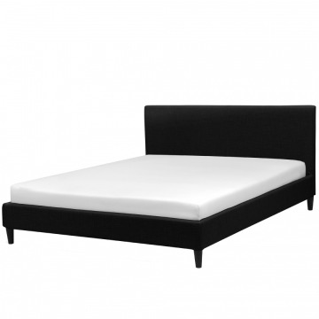 Łóżko czarne tapicerowane LED biały 160 x 200 cm FITOU