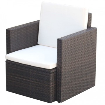 Fotel ogrodowy z poduszkami polirattan brązowy