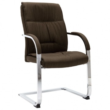 Krzesło biurowe, wspornikowe, brązowe, tkanina