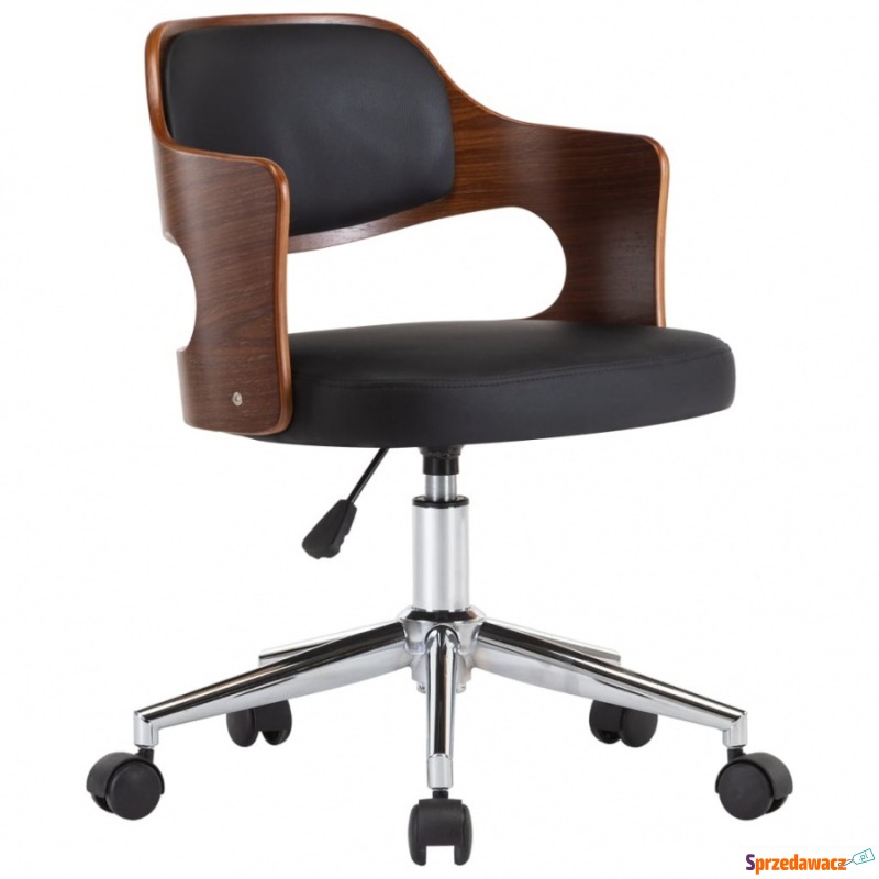 Obrotowe krzesło biurowe, czarne, gięte drewno... - Krzesła biurowe - Tarnów