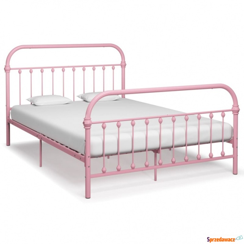 Rama łóżka, różowa, metalowa, 120 x 200 cm - Stelaże do łóżek - Chełm