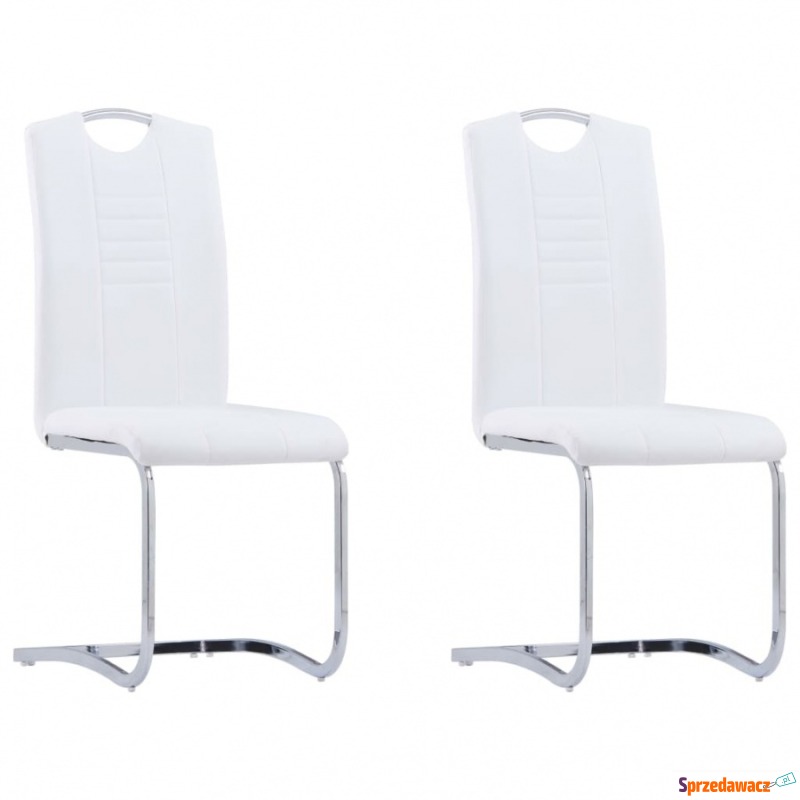 Krzesła stołowe, wspornikowe, 2 szt., białe,... - Krzesła kuchenne - Leszno