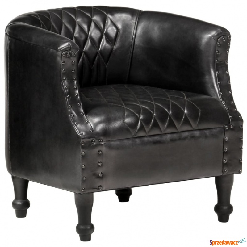 Fotel klubowy czarny 62x58x65 cm skóra naturalna - Krzesła biurowe - Brodnica