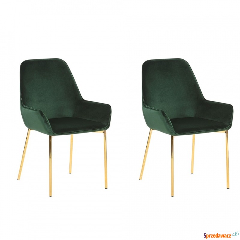 Zestaw 2 krzeseł do jadalni welurowy zielony MANTECA - Krzesła do salonu i jadalni - Czeladź