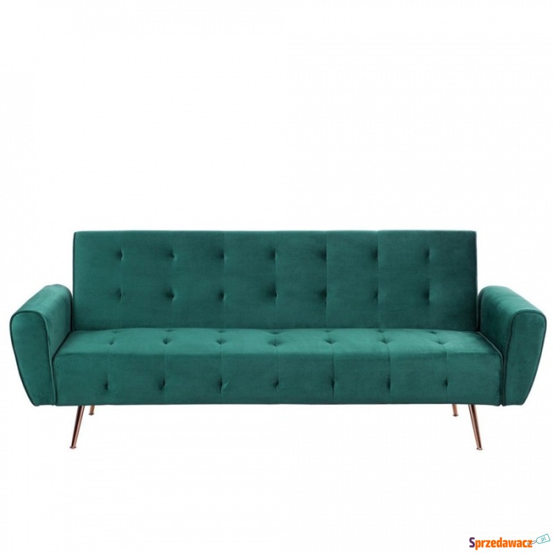 Sofa rozkładana welurowa szmaragdowa SELNES - Sofy, fotele, komplety... - Kędzierzyn-Koźle
