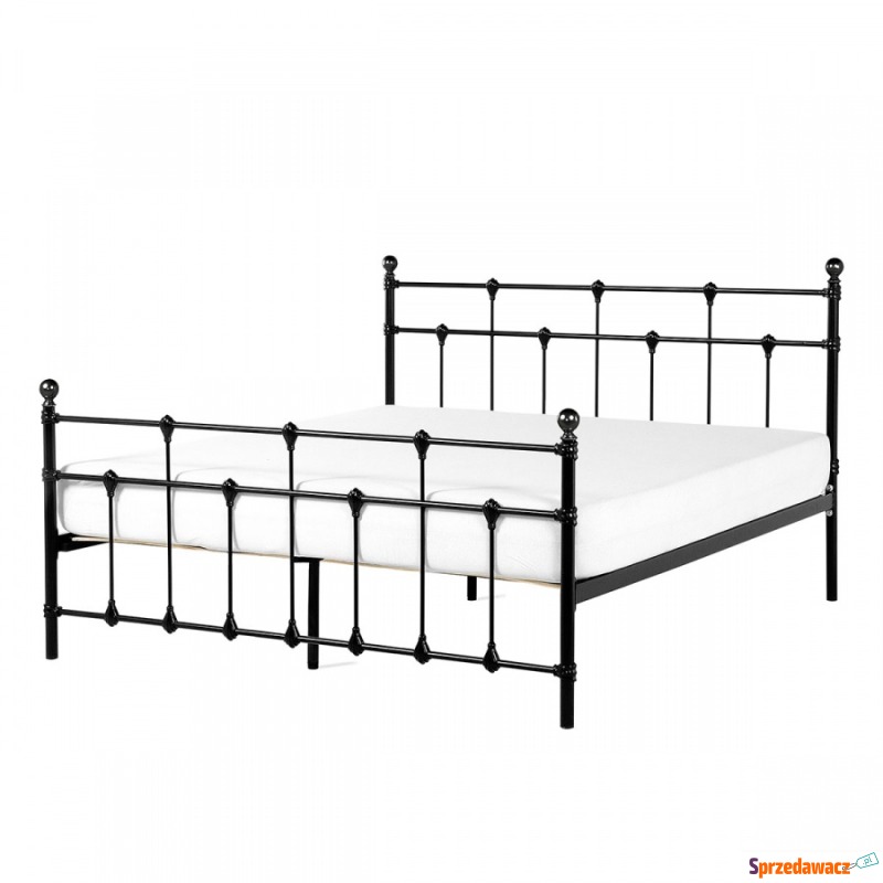 Łóżko czarne - 180 x 200 cm - metalowe - ze s... - Łóżka - Toruń