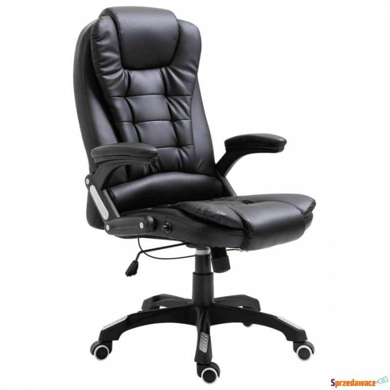 Fotel biurowy czarny sztuczna skóra - Krzesła biurowe - Konin