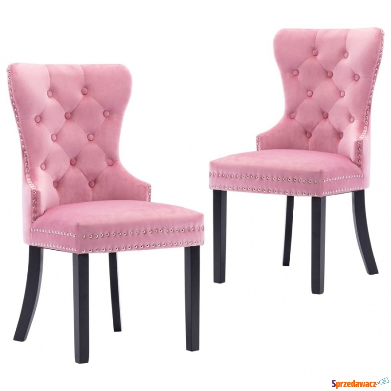 Krzesła stołowe, 2 szt., różowe, obite aksamitem - Krzesła kuchenne - Sieradz
