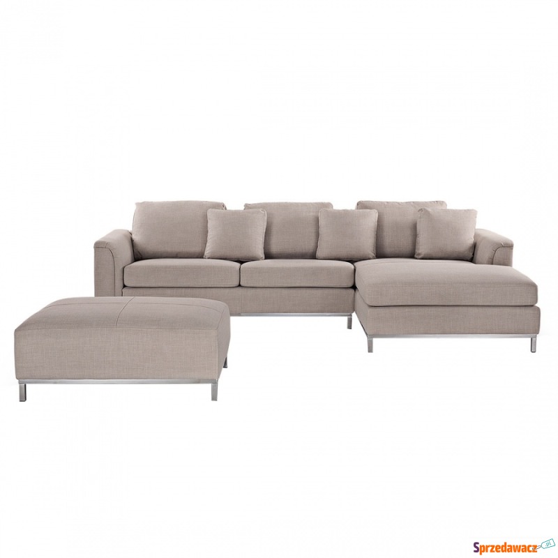 Nowoczesna sofa z pufą w kolorze beżowym L -... - Sofy, fotele, komplety... - Suwałki