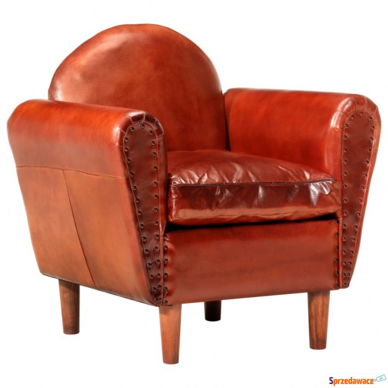 Fotel klubowy brązowy 77x65x79 cm skóra naturalna - Krzesła biurowe - Świecie
