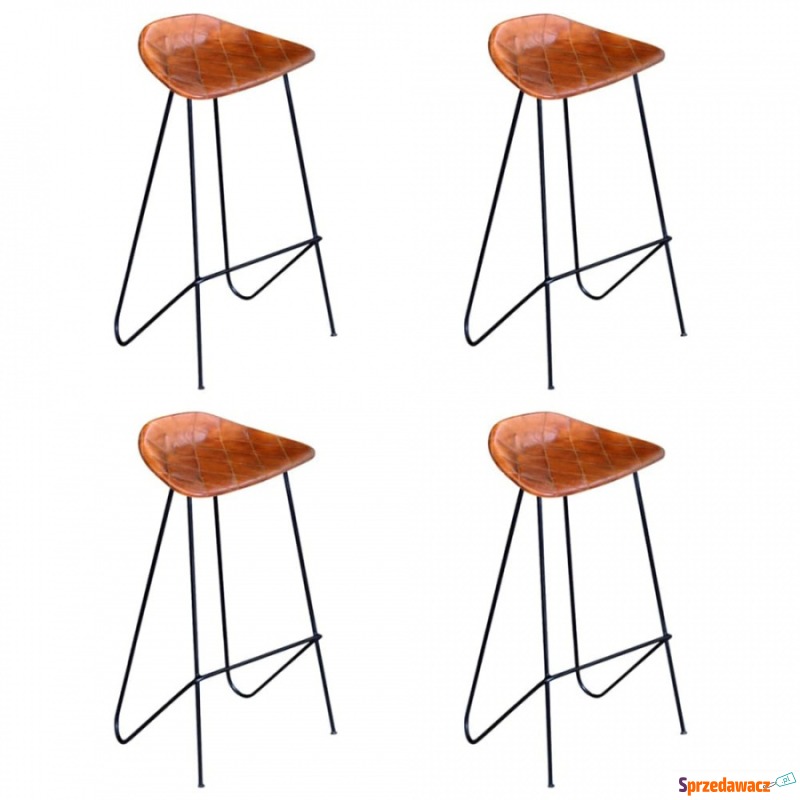 Krzesła barowe 4 szt. prawdziwa skóra brązowe - Taborety, stołki, hokery - Kędzierzyn-Koźle