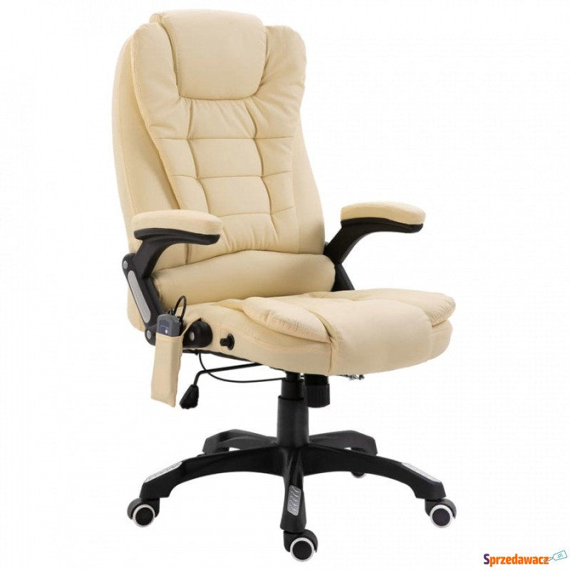 Fotel biurowy z masażem kremowy sztuczna skóra - Krzesła biurowe - Wyczechowo