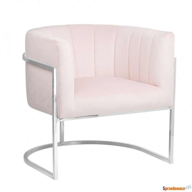Fotel welurowy różowy LARVIK - Sofy, fotele, komplety... - Grójec