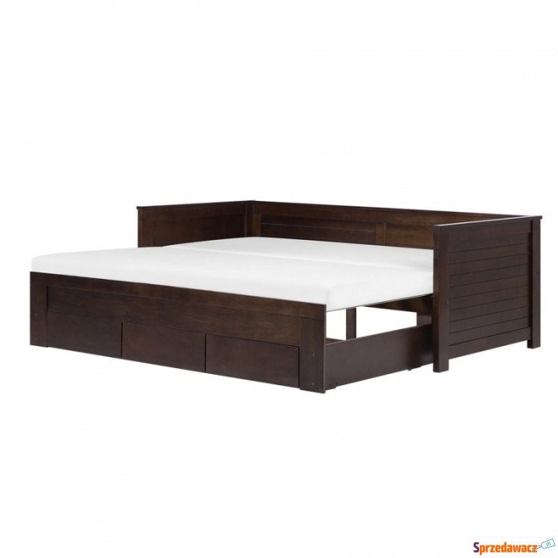Łóżko wysuwane drewniane 90 x 200 cm ciemne CAHORS - Łóżka - Olsztyn