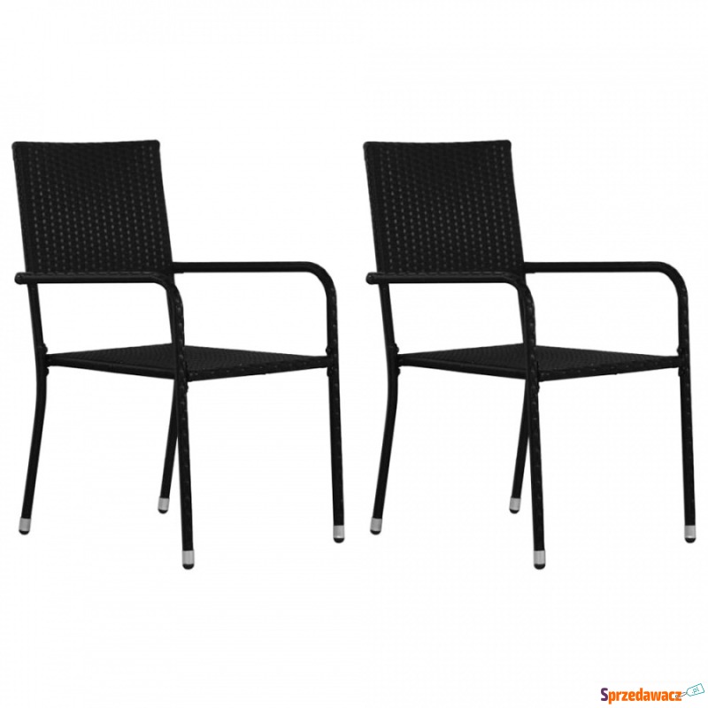 Krzesła ogrodowe, 2 szt., polirattan, czarne - Krzesła ogrodowe - Zabrze